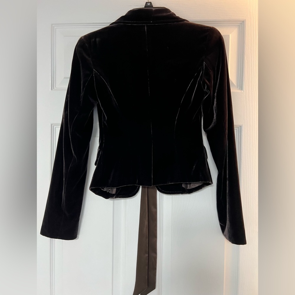 Fay Women's Elegant Black Velvet Blazer with Bow - Picture 7 of 9